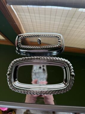 Irvinware Silver Plate Chrome Covered Butter Dish Made in USA